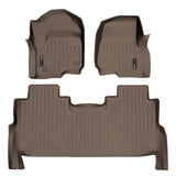 SMARTLINER Custom Floor Mats 2 Row Liner Set Tan Compatible With 2017-2022 Ford F-250/F-350 Super Duty Crew Cab with 1st Row Bucket Seats (SA1246/B1246)