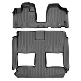 SMARTLINER Floor Mats 3 Row Liner Set Grey Compatible With 2008-2020 Dodge Grand Caravan / Chrysler Town & Country (SA2213/B2046)