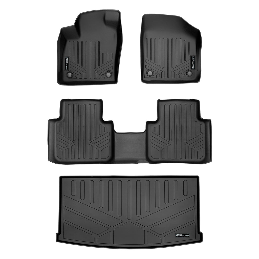 SMARTLINER All Weather Floor Mats 2 Rows - Cargo Liner Behind 3rd Row Black Compatible With 2018-2022 Atlas with 2nd Row Bench Seat (SA0300/B0300/E0300)