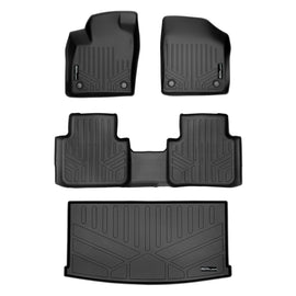 SMARTLINER All Weather Floor Mats 2 Rows - Cargo Liner Behind 3rd Row Black Compatible With 2018-2022 Atlas with 2nd Row Bench Seat (SA0300/B0300/E0300)
