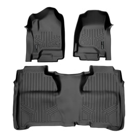 SMARTLINER Custom Fit Floor Mats 2 Row Liner Set Black Compatible With Crew Cab 2014-2018 Silverado/Sierra 1500 - 2015-2019 2500/3500 HD (SA0136/B0136)