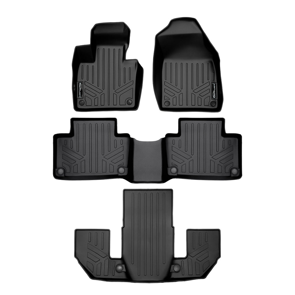 SMARTLINER Custom Fit Floor Mats 3 Row Liner Set Black Compatible With 2020-2023 Volvo XC90 (SA0223/B0633/C0633)