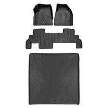 Load image into Gallery viewer, SMARTLINER Floor Mats 2 Rows and Cargo Liner Behind 2nd Row Set Black Compatible With GMC Acadia/Saturn Outlook with 2nd Row Bench Seat (SA0043/B0043/D0162)