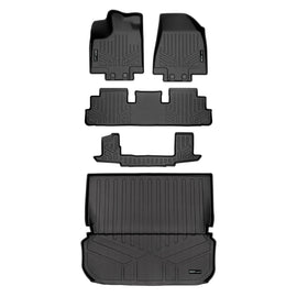SMARTLINER Custom Fit Floor Mats 3 Rows and Cargo Liner Behind 2nd Row Set Black Compatible With 2022-2023 Infiniti QX60 (SA0567/B0567/C0567/D0579)