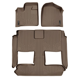 SMARTLINER Custom Floor Mats 3 Row Liner Set Tan Compatible With 2008-2020 Grand Caravan / 2008-2016 Town & Country (SA1046/B1046)