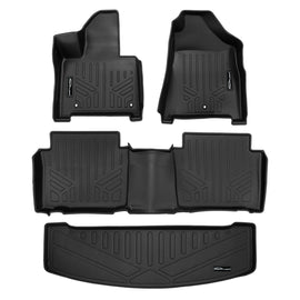 SMARTLINER All Weather Custom Fit Black 2 Row Floor Liner Set & Cargo Liner Behind 3rd Row Set Compatible With 2024 Hyundai Santa Fe Hybrid (SA0742/B0751/E0742)