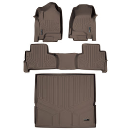 SMARTLINER Custom Fit Floor Mats 2 Rows and Cargo Liner Behind 2nd Row Set Tan Compatible With 2015-2020 Chevy Tahoe / GMC Yukon (SA1136/B1153/D1153)