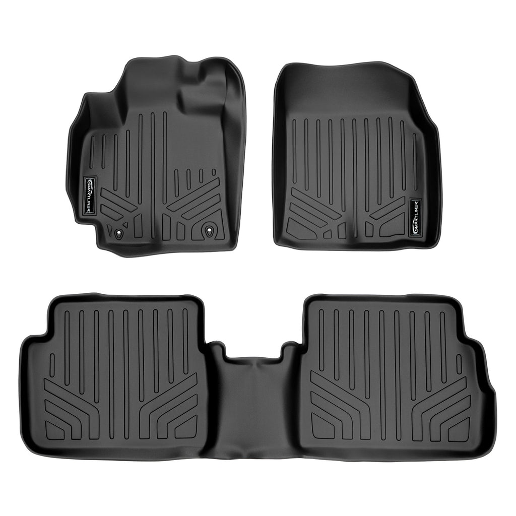 SMARTLINER Custom Fit All Weather Protection Black 2 Row Floor Liners Compatible With 2009-2013 Toyota Corolla (SA0012/B0012)