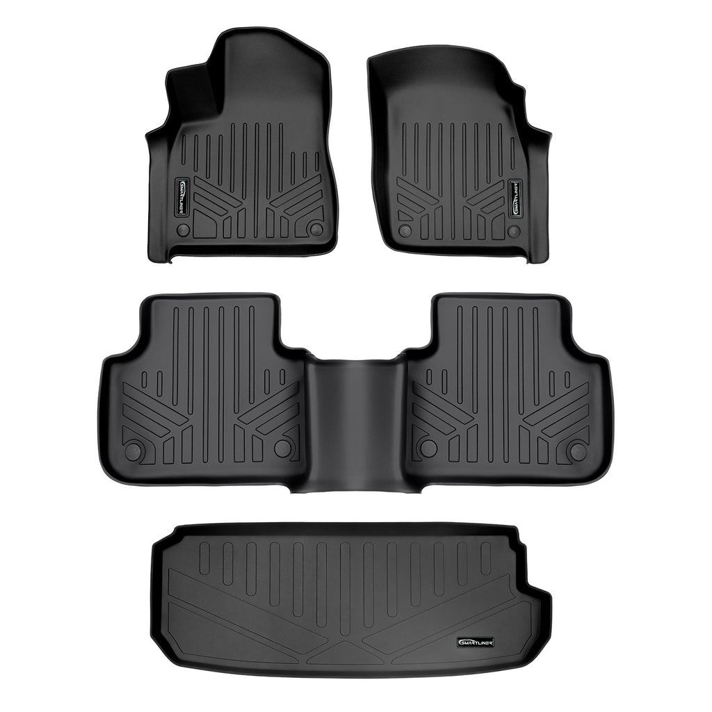 SMARTLINER Custom Fit All Weather Protection Black 2 Row Floor Liners & Cargo Liner behind the 3rd Row Seats Compatible With 2017-2025 Audi Q7/SQ7 (SA0364/B0364/E0364)