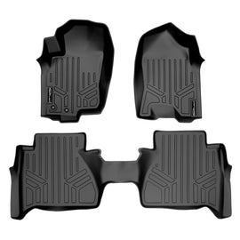 SMARTLINER Custom Fit Floor Mats 2 Row Liner Set Black Compatible With 2014-2018 Nissan Navara Crew Cab (SA0323/B0323)