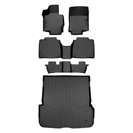 SMARTLINER Floor Mats 3 Rows - Cargo Liner Behind 2nd Row Set Black 2020-2023 Mercedes-Benz GLS-Class 7 Passenger W/ Bench Seats (SA0471/B0498/C0498/D0498)