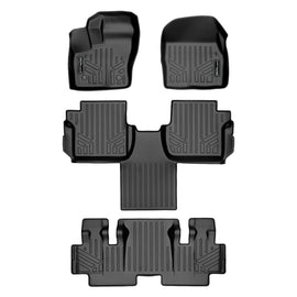SMARTLINER Floor Mats 3 Row Liner Set Compatible With 2014-2021 Transit Connect 2nd Row Bucket Seats W/ Carpet Flooring (SA0363/B0478/C0478)