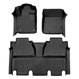 SMARTLINER Custom Floor Mats 2 Row Liner Set Black Compatible With 2014-2021 Toyota Tundra CrewMax Cab (SA0108/B0155)