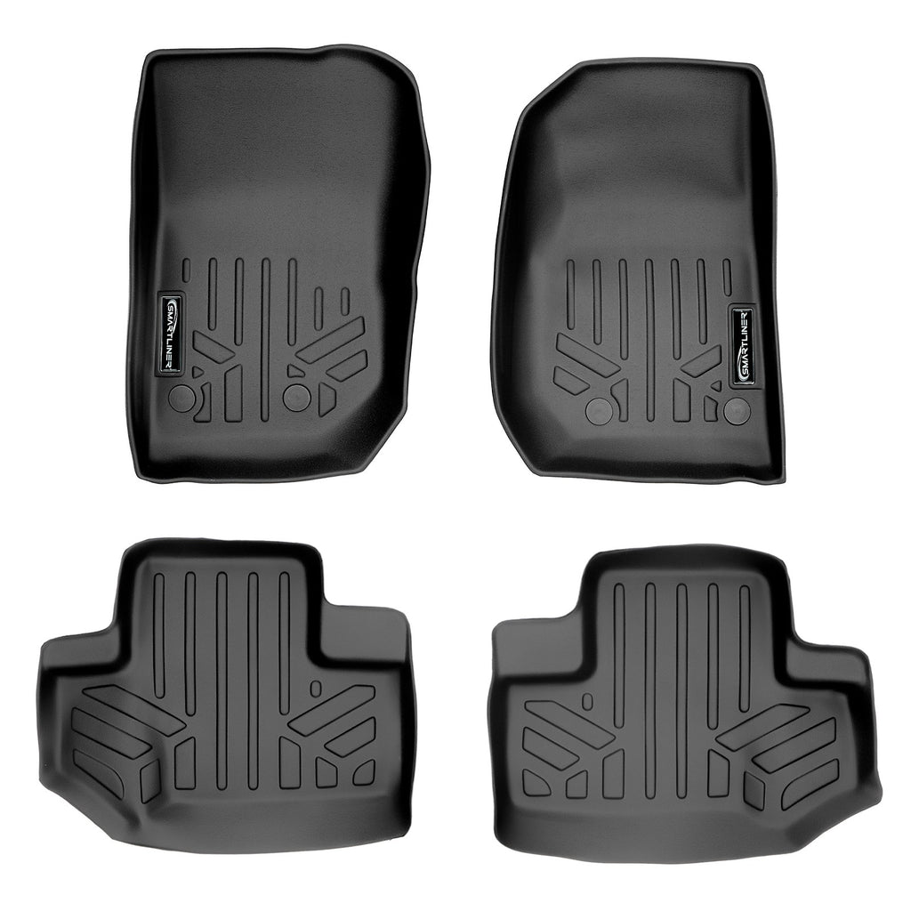 SMARTLINER Custom Floor Mats 1st Row Liner Set Black Compatible With 2014-2018 Jeep Wrangler 2 Door Model Only (SA0194/B0236)
