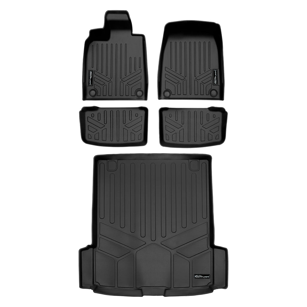 SMARTLINER Custom Fit All Weather Protection Black 2 Row Floor Liners & Cargo Liner behind the 2nd Row Seats Compatible With 2022-2025 Audi e-tron GT (SA0631/B0631/D0631)