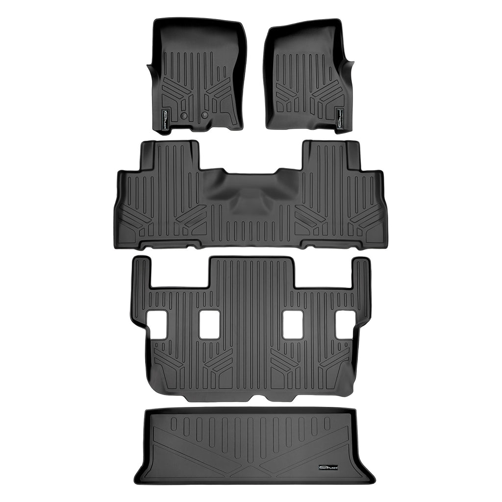 SMARTLINER Floor Mats and Cargo Liner Behind 3rd Row Set Compatible With 11-17 Expedition/Navigator with 2nd Row Bucket Seats No Console (SA0183/B0303/C0184/E0183)