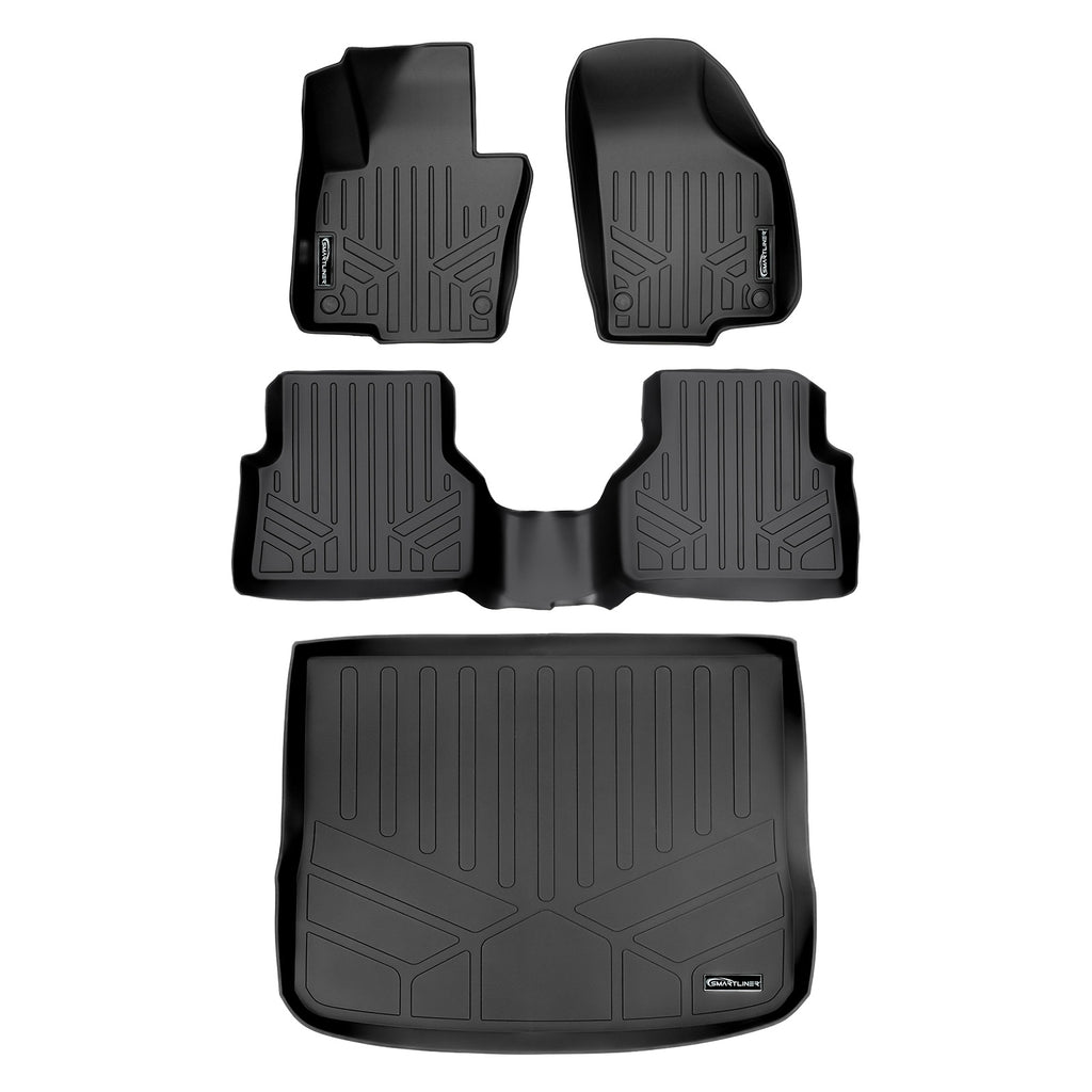 SMARTLINER Custom Fit All Weather Protection Black 2 Row Floor Liners & Cargo Liner behind the 2nd Row Seats Compatible With 2009-2017 Volkswagen Tiguan (SA0280/B0280/D0280)