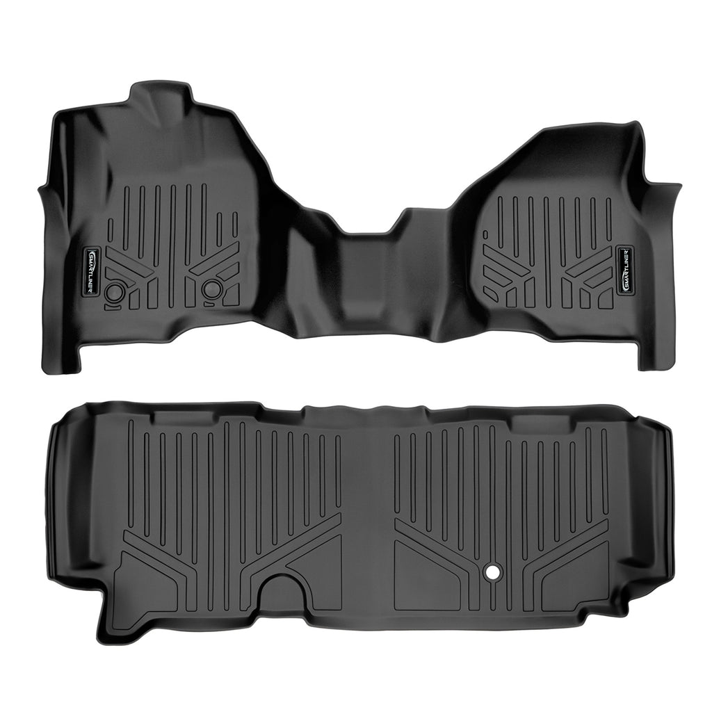 SMARTLINER Custom Fit 2 Row Floor Mat Liners Compatible With 2012-2016 Ford F-250/F-350/F-450/F-550 Super Duty Standard Cab with Raised Drivers Side Pedal (SA0335/B0091)