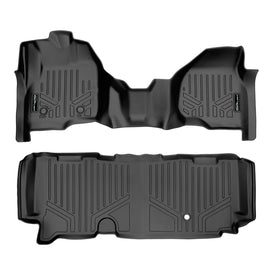 SMARTLINER Custom Fit 2 Row Floor Mat Liners Compatible With 2012-2016 Ford F-250/F-350/F-450/F-550 Super Duty Standard Cab with Raised Drivers Side Pedal (SA0335/B0091)