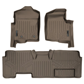 SMARTLINER Custom Fit Floor Mats 2 Row Liner Set Tan Compatible With 2011-2014 Ford F-150 SuperCab Non Flow Center Console (SA1094/B1026)