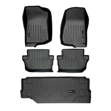 Load image into Gallery viewer, SMARTLINER Custom Floor Mats 2 Rows and Cargo Liner Set Black Compatible With 2018-2021 Jeep Wrangler 2-Door (SA0316/B0384/D0384)