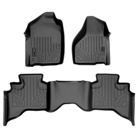 SMARTLINER Custom Fit Floor Mats 2 Row Liner Set Black Compatible With 2012-2022 RAM 1500 Quad Cab (SA0126/B0048)