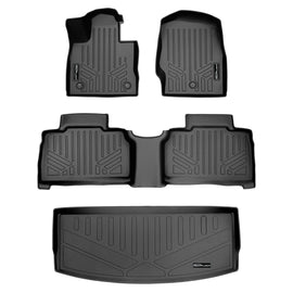 SMARTLINER Custom Fit Floor Mats 2 Rows and Cargo Liner Behind 3rd Row Set Black Compatible With 2020-2023 Explorer Fits 6 /7 Passenger Models (SA0423/B0423/E0423)