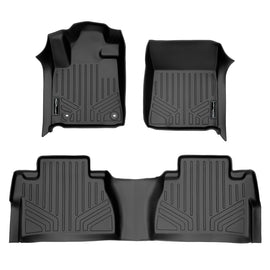 SMARTLINER Custom Fit Floor Mats 2 Row Liner Set Black Compatible With 2014-2021 Toyota Tundra Double Cab or CrewMax Cab (SA0108/B0146)