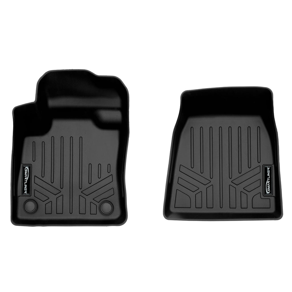 SMARTLINER Custom Fit All Weather 1st Row Black Floor Mat Liner Set Compatible With 2022-2023 Volvo C40 Recharge (SA0635)