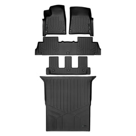 SMARTLINER All Weather Custom Fit Black 3 Row & Cargo Liner Behind the 2nd Row Floor Mat Liner Set Compatible With 2022-2024 Rivian R1S SUV (SA0615/B0698/C0698/D0698)