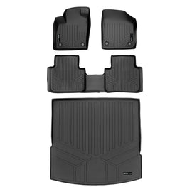 SMARTLINER Floor Mats and Cargo Liner Behind 2nd Row Black Compatible With 2020-2022 Volkswagen Atlas Cross Sport 5 Passenger Models Only (SA0300/B0300/D0516)