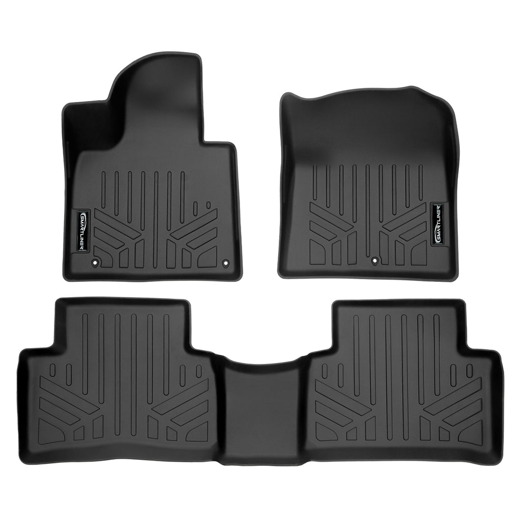 SMARTLINER All Weather Custom Fit 2 Row Black Floor Mat Liner Set Compatible With 2021-2023 Kia Sorento (SA0547/B0547)