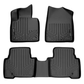 SMARTLINER Custom Fit Floor Mats 2 Row Liner Set Black Compatible With 2013-2018 Hyundai Santa Fe - All Models / 2019 Santa Fe XL (SA0114/B0114)