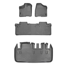 SMARTLINER Floor Mats 2 Rows and Cargo Liner Behind 3rd Row Set Grey Compatible With 2011-2012 Toyota Sienna 8 Passenger Model Only (SA2083/B2083/D2128)