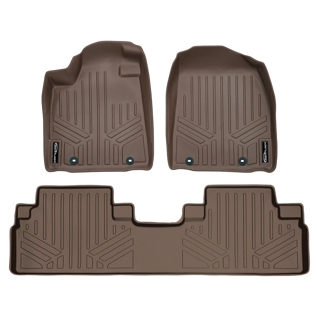 SMARTLINER Custom Fit Floor Mats 2 Row Liner Set Tan Compatible With 2013-2015 Lexus RX350/RX450h (SA1117/B1049)