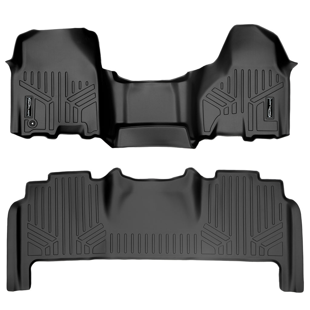 SMARTLINER Custom Fit Floor Mats 2 Row Liner Set Black Compatible With 2010-2012 Dodge Ram 2500/3500 Mega Cab (SA0254/B0305)