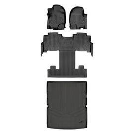 SMARTLINER Floor Mats and Cargo Liner Behind 2nd Row Set Black Compatible With 18-22 Expedition Max/Navigator L with 2nd Row Bucket Seats (SA0350/B0350/D0351)
