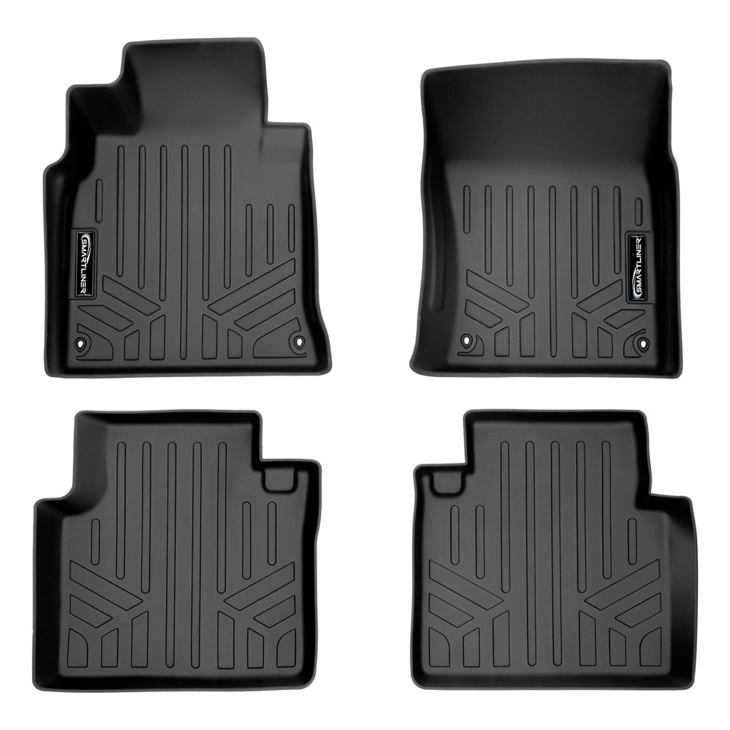 SMARTLINER Custom Fit 2 Row Floor Mat Liner Set Black Compatible With 2014-2020 Infiniti Q70 (SA0408/B0408)