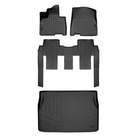 SMARTLINER Custom Fit Black 2 Row & Cargo Liner Behind the 2nd Row Floor Mat Liner Set Compatible With 2022-2023 Kia Carnival MPV (SA0556/B0556/D0556)