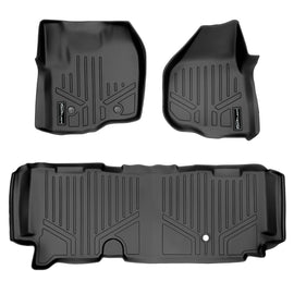 SMARTLINER Floor Mats 2 Row Liner Set Black Compatible With 2012-2016 Ford F-250/F-350 Super Duty SuperCab with Raised Drivers Side Pedal (SA0116/B0091)