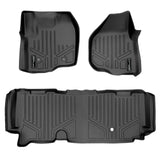SMARTLINER Floor Mats 2 Row Liner Set Black Compatible With 2012-2016 Ford F-250/F-350 Super Duty SuperCab with Raised Drivers Side Pedal (SA0116/B0091)