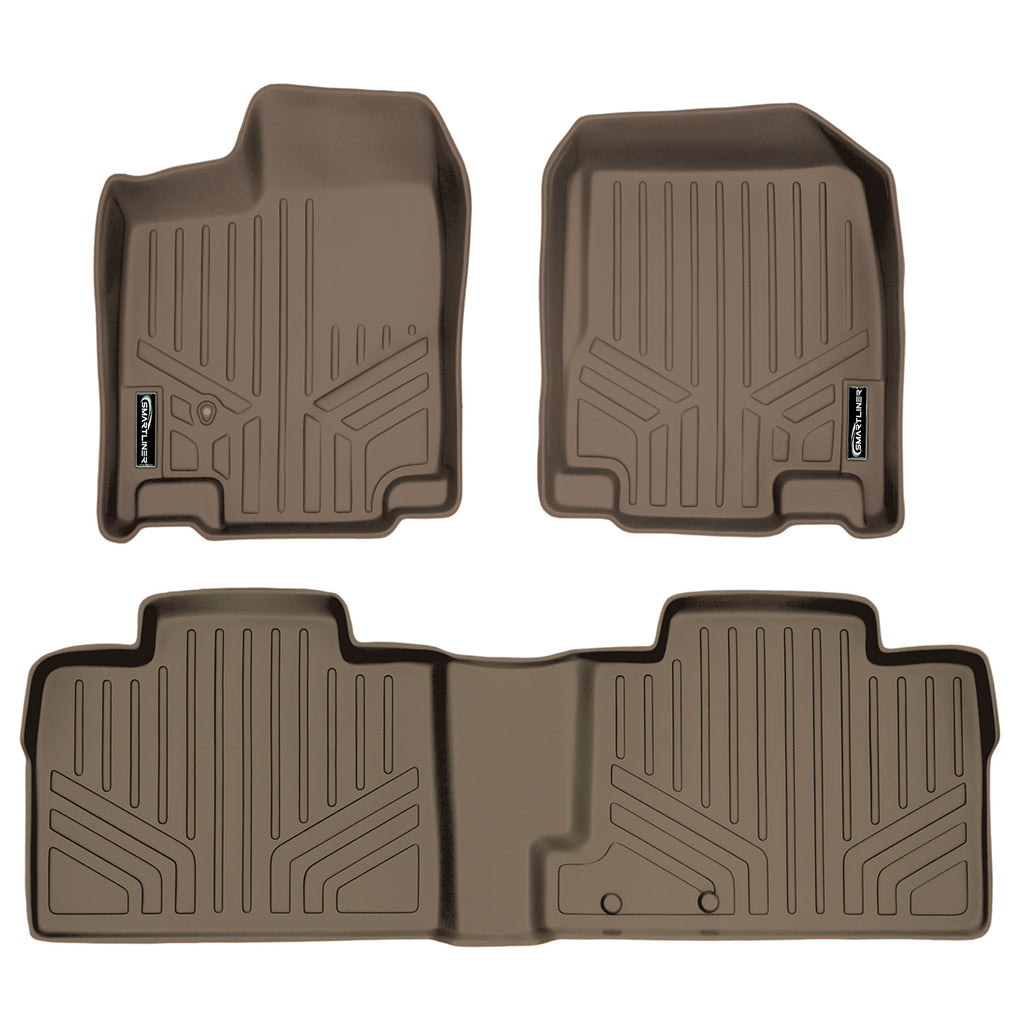 SMARTLINER Custom Fit Floor Mats 2 Row Liner Set Tan Compatible With 2007-2010 Ford Edge / Lincoln MKX (SA1085/B1035)