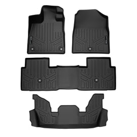 SMARTLINER Custom Fit All Weather Protection Black 3 Row Floor Mat Liner Set Compatible With 2023-2025 Honda Pilot (SA0688/B0688/C0688)