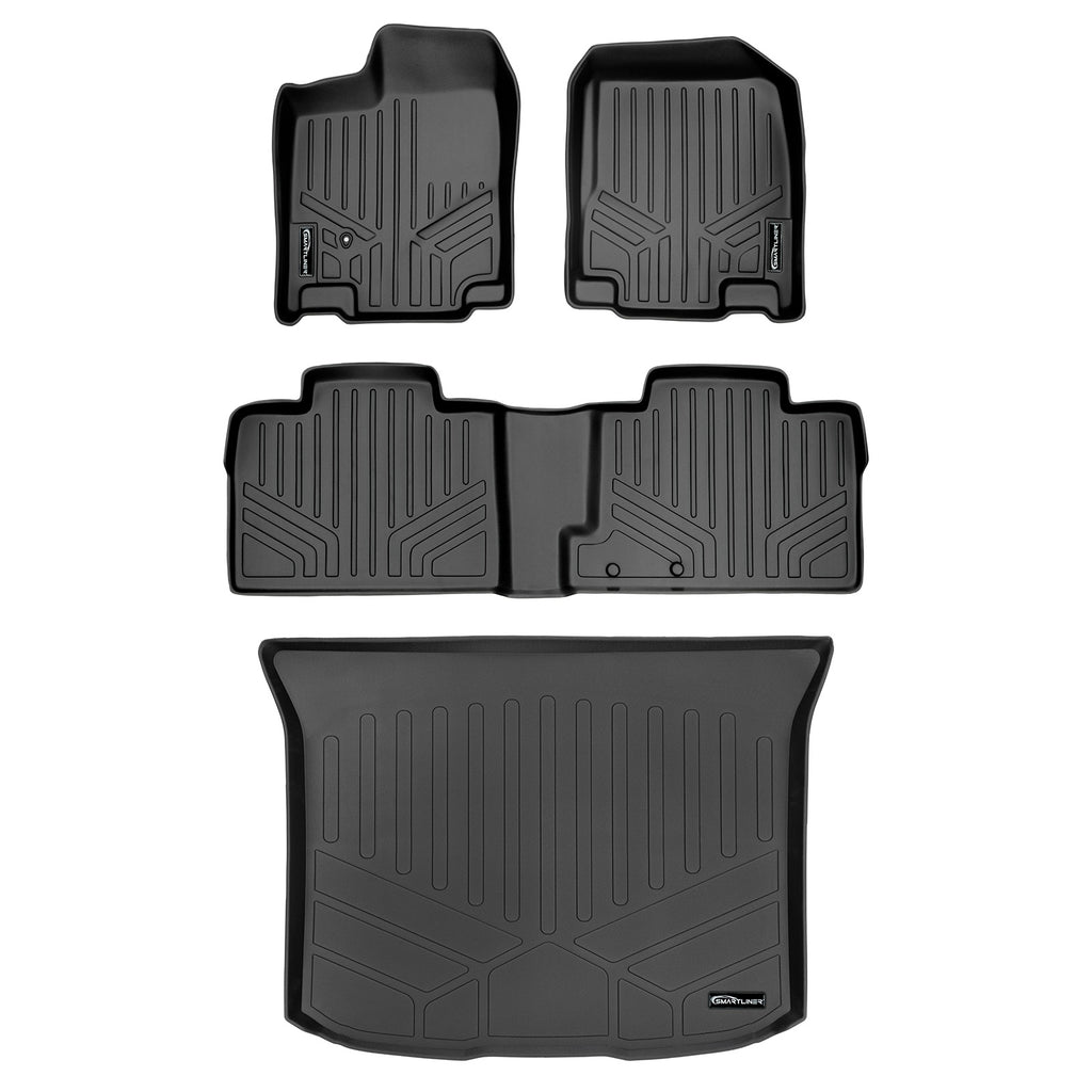 SMARTLINER Custom Fit Floor Mats 2 Rows and Cargo Liner Set Black Compatible With 2007-2010 Ford Edge / Lincoln MKX (SA0085/B0035/D0047)