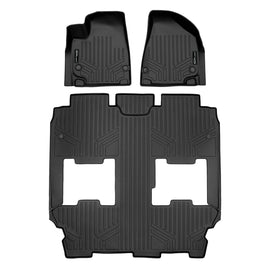 SMARTLINER Custom Fit All Weather 2 Row Black Floor Mat Liner Set Compatible With 2021-2024 Chrysler Pacifica Hybrid Limited Models (SA0648/B0349)