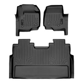SMARTLINER Floor Mats 2 Row Liner Set Black Compatible With 2017-2022 Super Duty Crew Cab with Vinyl Flooring and 2nd Row Bench Seat (SA0433/B0433)