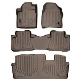 SMARTLINER Custom Fit Floor Mats 3 Row Liner Set Tan Compatible With 2009-2015 Honda Pilot (SA1036/B1036/C1036)