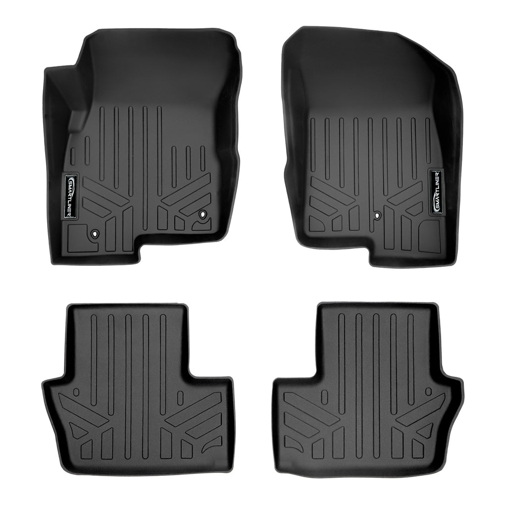 SMARTLINER Custom Fit Floor Mats 2 Row Liner Set Black Compatible With 2017 Jeep Patriot with 1st Row Dual Driver Side Floor Hooks (SA0353/B0263)