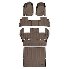 SMARTLINER Custom Fit Floor Mats 3 Rows and Cargo Liner Behind 2nd Row Set Tan Compatible With 2015-2020 Chevy Tahoe / GMC Yukon (SA1136/B1153/C1153/D1153)