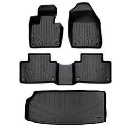 SMARTLINER Floor Mats 2 Rows and Cargo Liner Behind 3rd Row Set Black Compatible With 2020-2023 Volvo XC90 (SA0223/B0633/E0223)